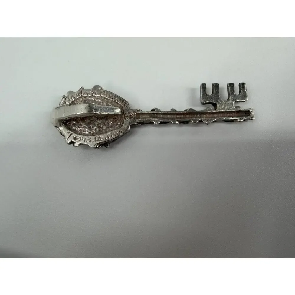Andrea Barnett 1993 Sterling Silver Rose Floral Key Brooch Scarf Clip 17.7g
